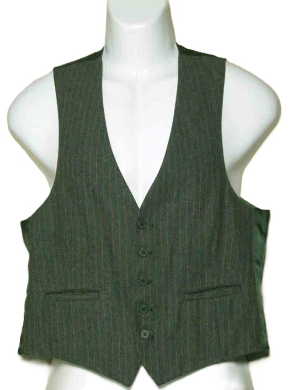1970s Vintage Winter Wool Suit Vest Waistcoat Green Orange Stripes Men's Size 38